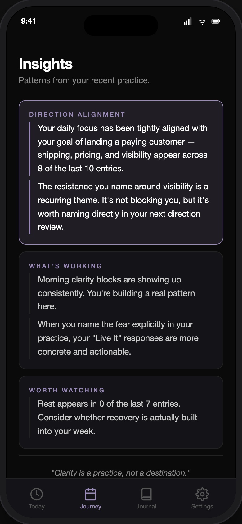 Insights screen from the Humore app